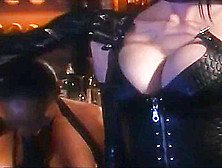 Leather Clad Lesbos Get Nasty On The Stripper Stage