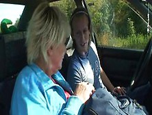 Grannybet - Old Blonde Hitchhiker Doggy-Fucked Outside