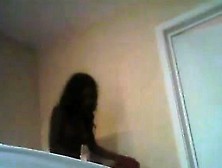 Dark Woman On Hidden Camera In Room