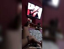 A Bored Amateur Bimbos Watching Porn And Having An Orgasm Masturbating.  Female Pov