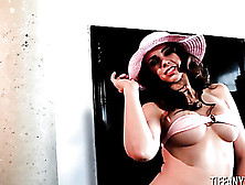 You're About To Witness An Extraordinary Chick In A Floppy Hat And Pink Bikini Get Wild