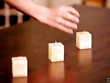 Luscious Blonde Sicilia Sets The Tape For Seduction As She Lays Out Candles On The Table.  When Kristof Cale Arrives