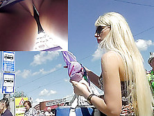 Smoking Hot Blonde Upskirt In The Public Places