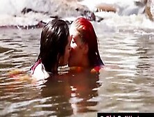 Australian Brunette And Redhead Pleasure Each Other Outdoors