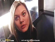Charming Russian Kathleen Pitts Is Making A Perfect Blowjob In Public