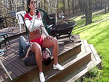Cheerleader Christina Uses A Human Ashtray