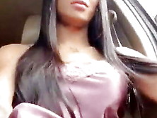 She Is A Very Horny Shemale Wanking It In The Car And Busted