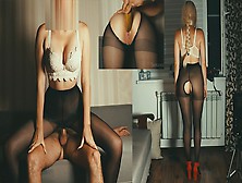 Sex With A Stunning Whore In Dark Pantyhose Using A Banana And First Anal Penetration