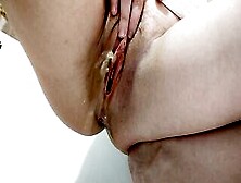 Close-Up Bushy Open Vagina Pee