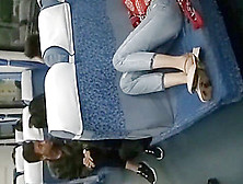 Chinese Beauty Sleeping On The Train