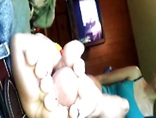 Sweet Blonde Gets Jizz All Over Her Delicious Feet While Delivering A Footjob