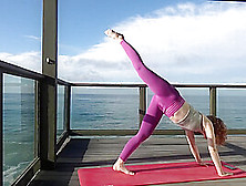 Ocean Yoga In Pink Yoga Pants