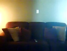 Ponytailed Brunette With Great Ass Rides Her Bf On The Sofa