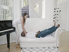 The White Girl Relaxes Her Tired Black Husband With Big Cock