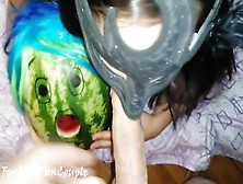 Double Hardcore Blowjob By Watermelon And Sexy Roommate Girl With Big Cumshot And Of Sperm
