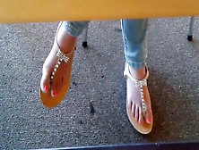 Candid Asian College Girl Library Feet In Sandals Face Hd
