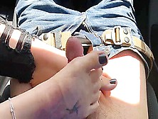 Dirty Girlfriend Gave Me A Phenomenal Footjob While We Were Chilling In The Car