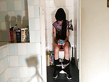 Beauty Gothic Barely Legal Pees While Having Fun With Her Phone Pt2