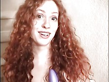 Hairy Redhead Bonnie Masturbates With A Purple Dildo