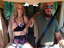 Seductive Blonde Gets Her Dose On The Back Seat Before Sucking The Cock Dry In The Sun