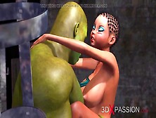 Teen Anal Slave Gets Pounded By A Massive Green Monster