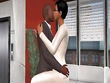 A Hot 3D Babe Gives A Footjob To A Big Black Dick (Black Cock)
