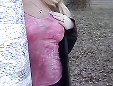 Chubby Blonde Amateur Public Nudity Outdoors In Pink Panties