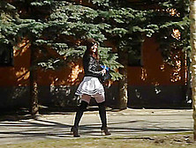 Look Under My Skirt.  Jeny Smith Spinning In A Miniskirt In Public