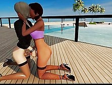 Lesbian Tgirls In 3D Sex Game