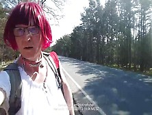 Red Head Bimbo Breasts Sissy Exposed And Humiliated As Cheap Girl On Public Parking Area 9