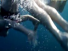 Underwater In The Sea Young Babes Swimming Nude