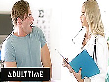 Adult Time - Naughty Doctor Emma Hix Sucks Her Patient's Cock After Catching Him Jerking Off!