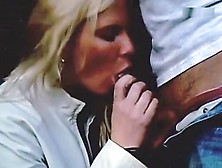 Sexy Blonde Milf Giving Her Man Head In The Public Park And Swallowing His Cum