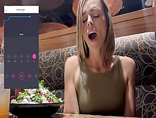 Climax Hard In Public Restaurant With Lush Remote Controlled Vibrator