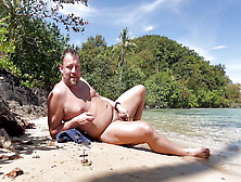 Damian Jerking Off At A Tropical Palm Beach