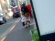 Naughty Man Sharking Asian College Girl Skirt In The Street