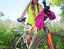 Hot Bike Girl N Special Panties # Pee On Bike Trail