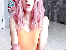 Pink Haired Bimbo Gently Blows Penis And Licks My Nuts
