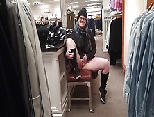 Milf Plays With Twat In Busy Clothing Store