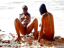 Ebony Doggystyle At The Beach Fully