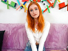 Real Teens - Blue Eyed Ginger Teen Scarlet Skies Demonstrates Her Skills In Her First Porn Casting