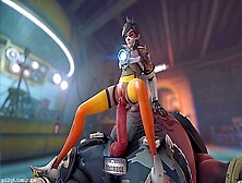 Fat Man With A Huge Dick Roadhog Cums Inside Tracer In 3D Porn Overwatch