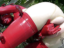 Latex Lucy In Latex Suit Is Fingering Cunt