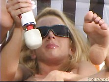 Blonde Squirting At Poolside With Hitachi