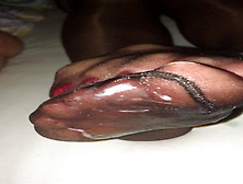 Cumshot On Gf Sexy Black Nylon Stocking Feet After Footjob