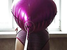 Gave A Balloon And Spanked Them Booty And Cunt Because Of This Leaking Lingerie