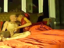 Weird Girl Blows Her Man's Cock On The Bed