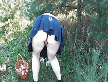 Milf Sexy Blonde Came To Forest To Pick Mushrooms And Forgot To Wear Panties.  No Panties Under Skirt.  Public Nudity