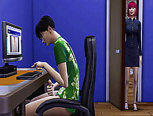 Oriental Mom Catches Her Stepson Masturbating In Front Of The Computer And Then Helps Him Have Sex With Her For The First Time -