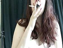 Round Punk Fetish Goddess D Smoking A Virginia Slim 120 In Black Lipstick